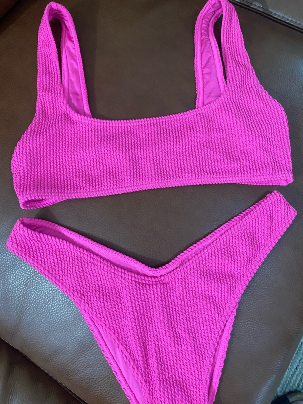RVCA Hot Pink Textured Bikini Set small